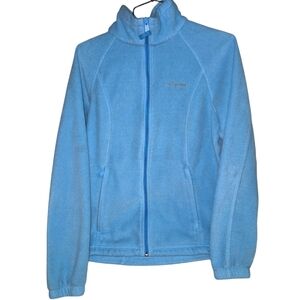 Columbia Medium Womens Light Blue Fleece Zip Up Jacket